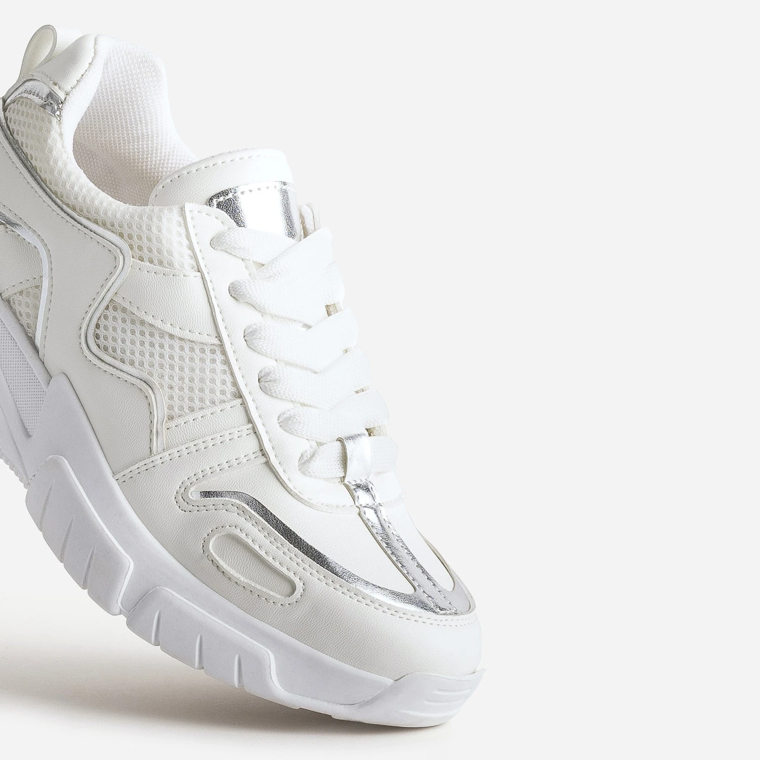 Tennis TEXTO écrue Et Argent à Semelle épaisse 8 Tennis TEXTO écrue Et Argent à Semelle épaisse – Image 6