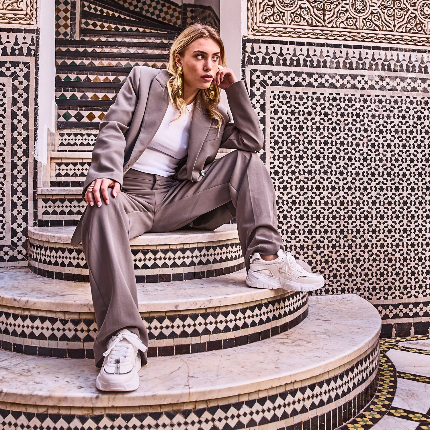 Tennis TEXTO écrue Et Argent à Semelle épaisse 9 Tennis TEXTO écrue Et Argent à Semelle épaisse – Image 7