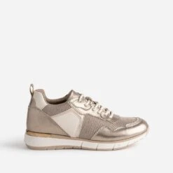 Tennis TEXTO Bronze, Or Et écrue Multi Matières