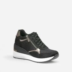 Tennis Compensée Noire Détails Bronze -Caprices Chaussures Boutique WWWERM 10384320206 1