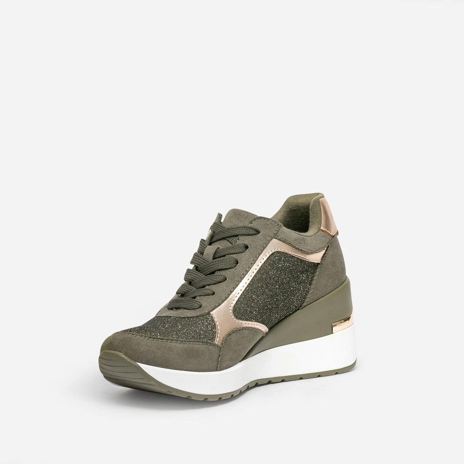 Tennis Compensée Kaki Détails Dorés 5 Tennis Compensée Kaki Détails Dorés – Image 3