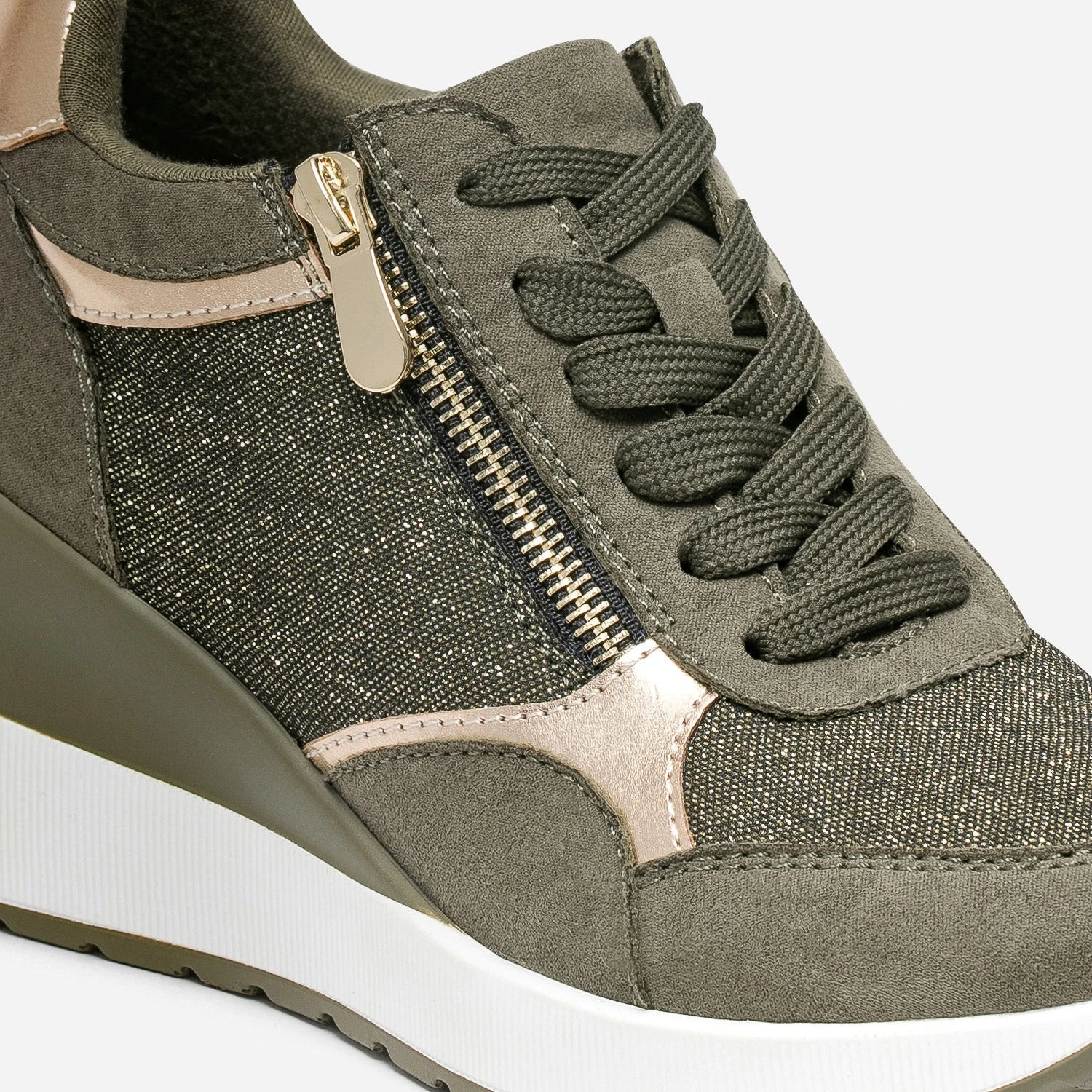 Tennis Compensée Kaki Détails Dorés 8 Tennis Compensée Kaki Détails Dorés – Image 6