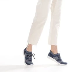 Tennis-chaussette Bleue Et Argentée Tricotée éco-conçue -Caprices Chaussures Boutique WWWERM 10384320677 10