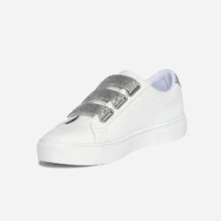 Tennis TEXTO Blanche à Scratchs Pailletés Argentés -Caprices Chaussures Boutique WWWERM 10384320744 2