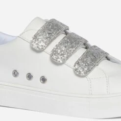 Tennis TEXTO Blanche à Scratchs Pailletés Argentés -Caprices Chaussures Boutique WWWERM 10384320744 5