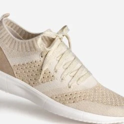 Tennis-chaussette Beige Et Doré Tricotée éco-conçue -Caprices Chaussures Boutique WWWERM 10384320782 5