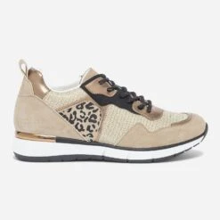 Tennis TEXTO Beige, Or Et Noir Multi Matières