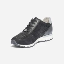 Tennis CAPRICE Noire En Cuir Velours à Strass -Caprices Chaussures Boutique WWWERM 10384320946 2