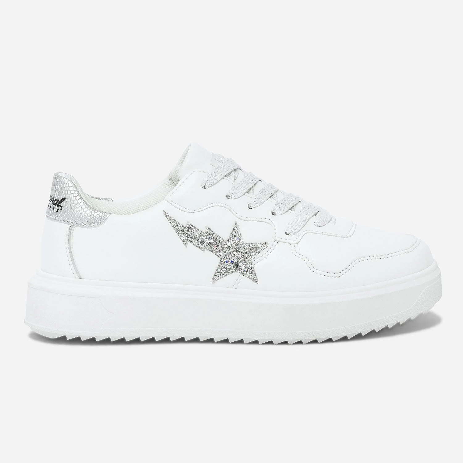 Tennis KAPORAL Blanche à étoile Pailletée Argent 3 Tennis KAPORAL Blanche à étoile Pailletée Argent