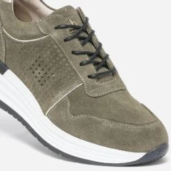 Tennis Compensée TBS Kaki En Cuir Velours -Caprices Chaussures Boutique WWWERM 10384320977 5