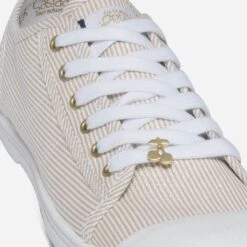 Tennis LE TEMPS DES CERISES Beige Rayée Blanc Et Argent -Caprices Chaussures Boutique WWWERM 10384330202 5