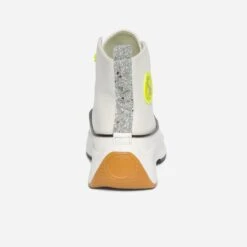 Basket KAPORAL Blanche Et Argenté En Toile à Plateforme Et Lacet Jaune Fluo -Caprices Chaussures Boutique WWWERM 10384330208 4