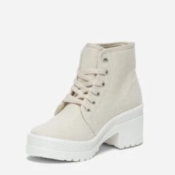 Basket TEXTO écrue En Toile à Plateforme Crantée -Caprices Chaussures Boutique WWWERM 10384330215 2