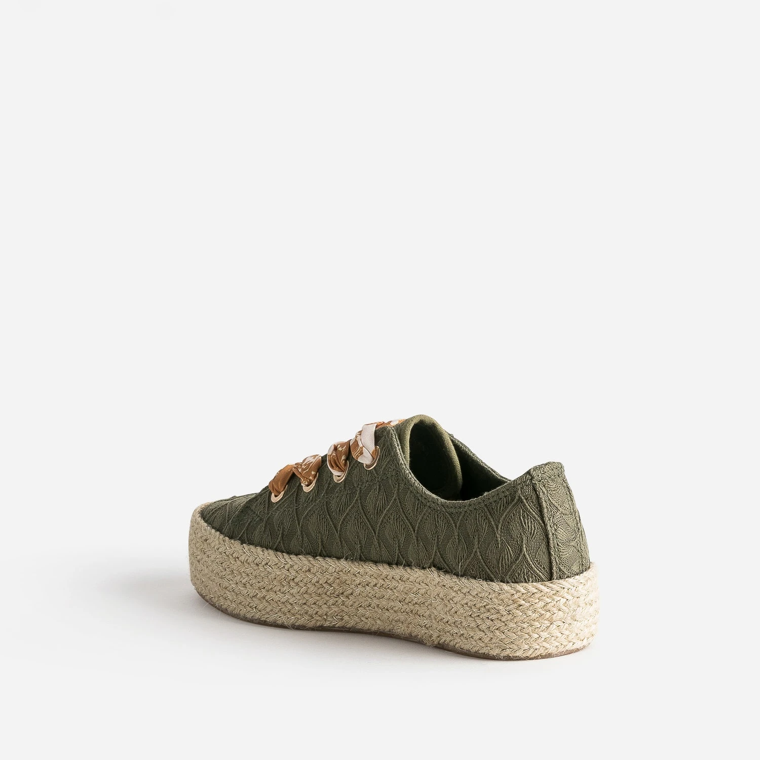 Tennis Kaki En Toile Brodée Dentelle éco-conçue 6 Tennis Kaki En Toile Brodée Dentelle éco-conçue – Image 4