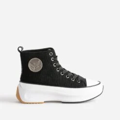 Basket KAPORAL Noire Velours à Plateforme