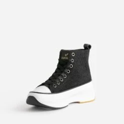 Basket KAPORAL Noire Velours à Plateforme -Caprices Chaussures Boutique WWWERM 10384330235 2