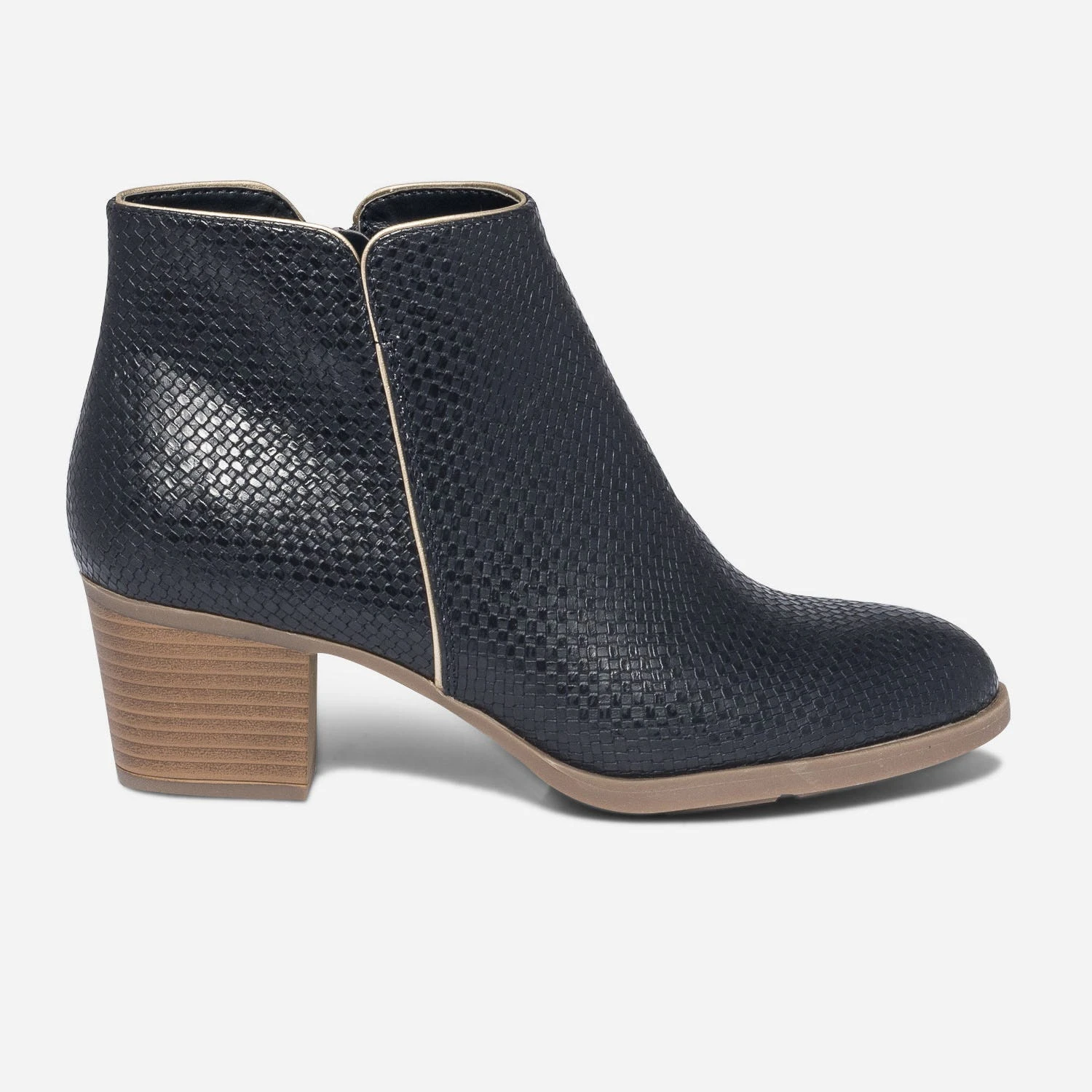 Boots Marine Embossage Effet Tressé 3 Boots Marine Embossage Effet Tressé