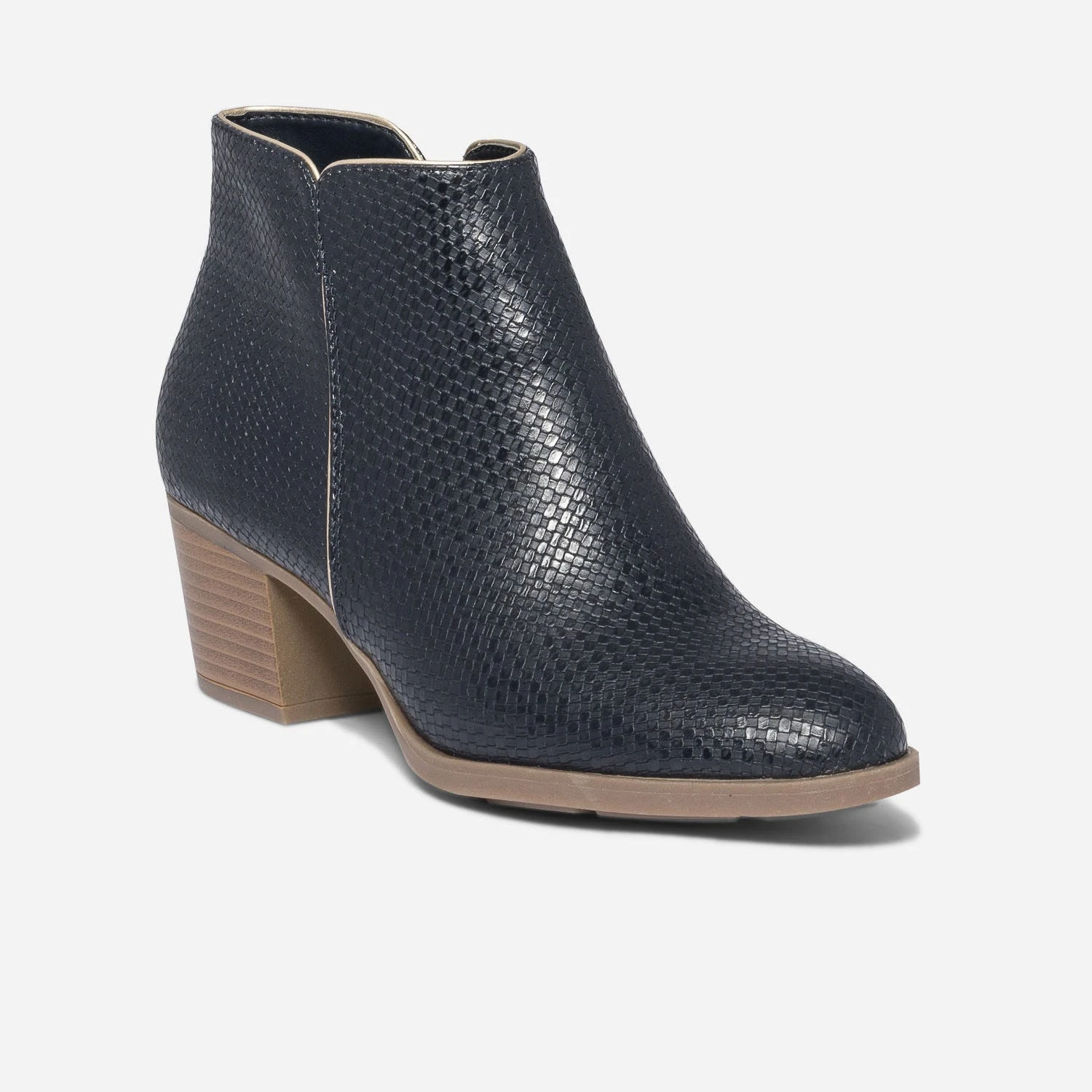 Boots Marine Embossage Effet Tressé 4 Boots Marine Embossage Effet Tressé – Image 2