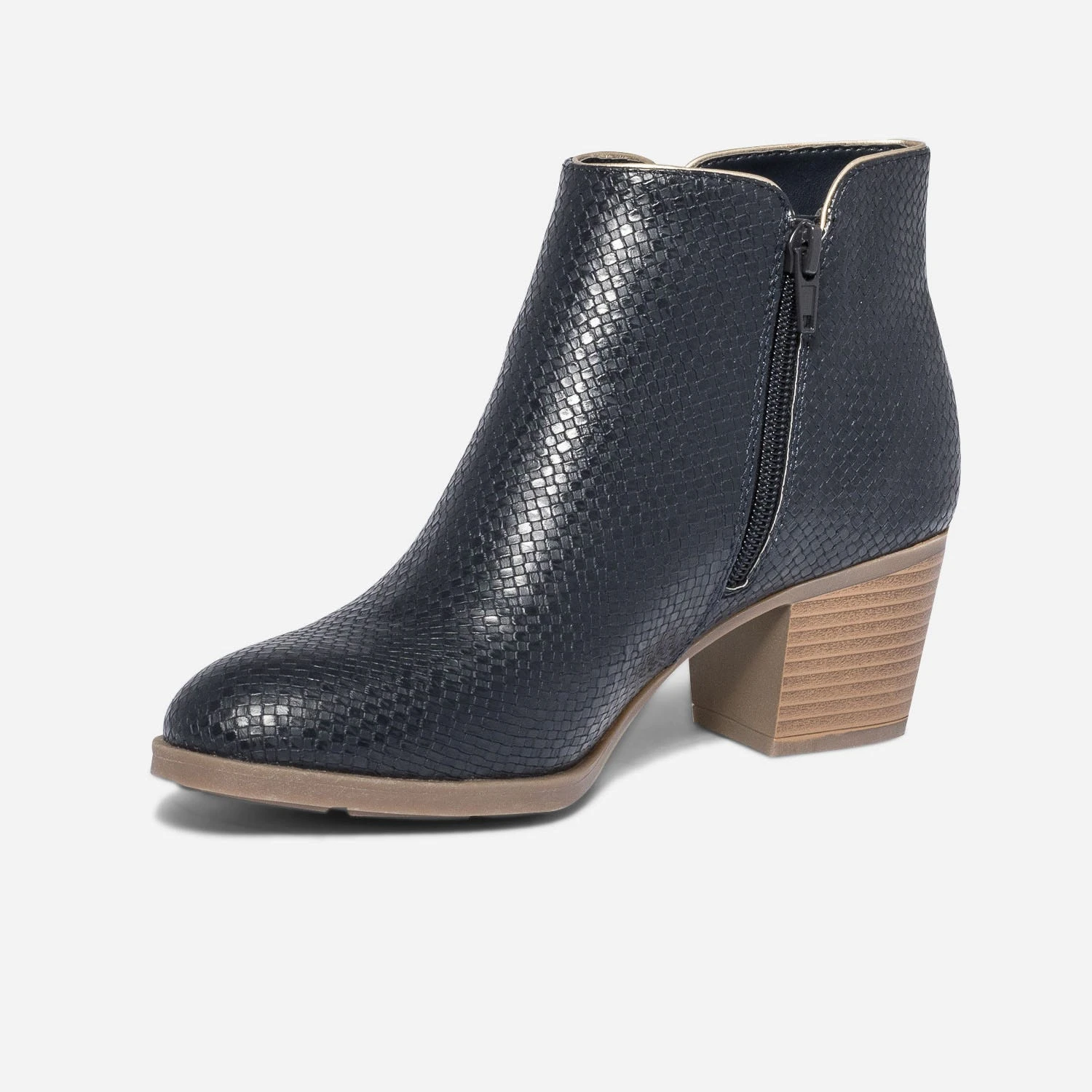 Boots Marine Embossage Effet Tressé 5 Boots Marine Embossage Effet Tressé – Image 3