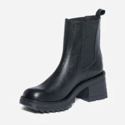 Boots Talon TEXTO En Cuir Noir -Caprices Chaussures Boutique WWWERM 10385230213 2