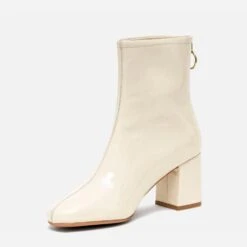 Boots Blanc Cassé Verni à Zip Arrière -Caprices Chaussures Boutique WWWERM 10385240948 2