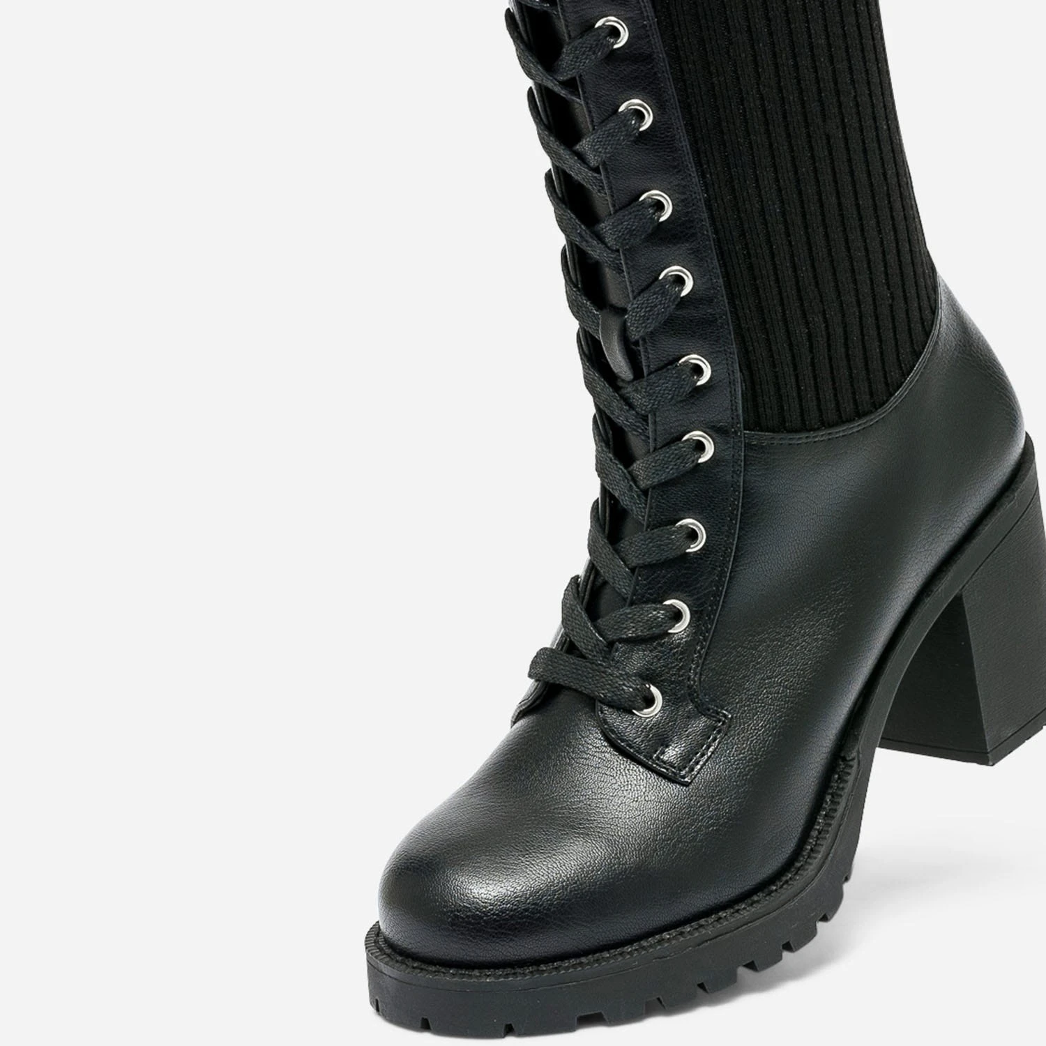 Botte TEXTO Noire à Tige En Textile Côtelé 8 Botte TEXTO Noire à Tige En Textile Côtelé – Image 6