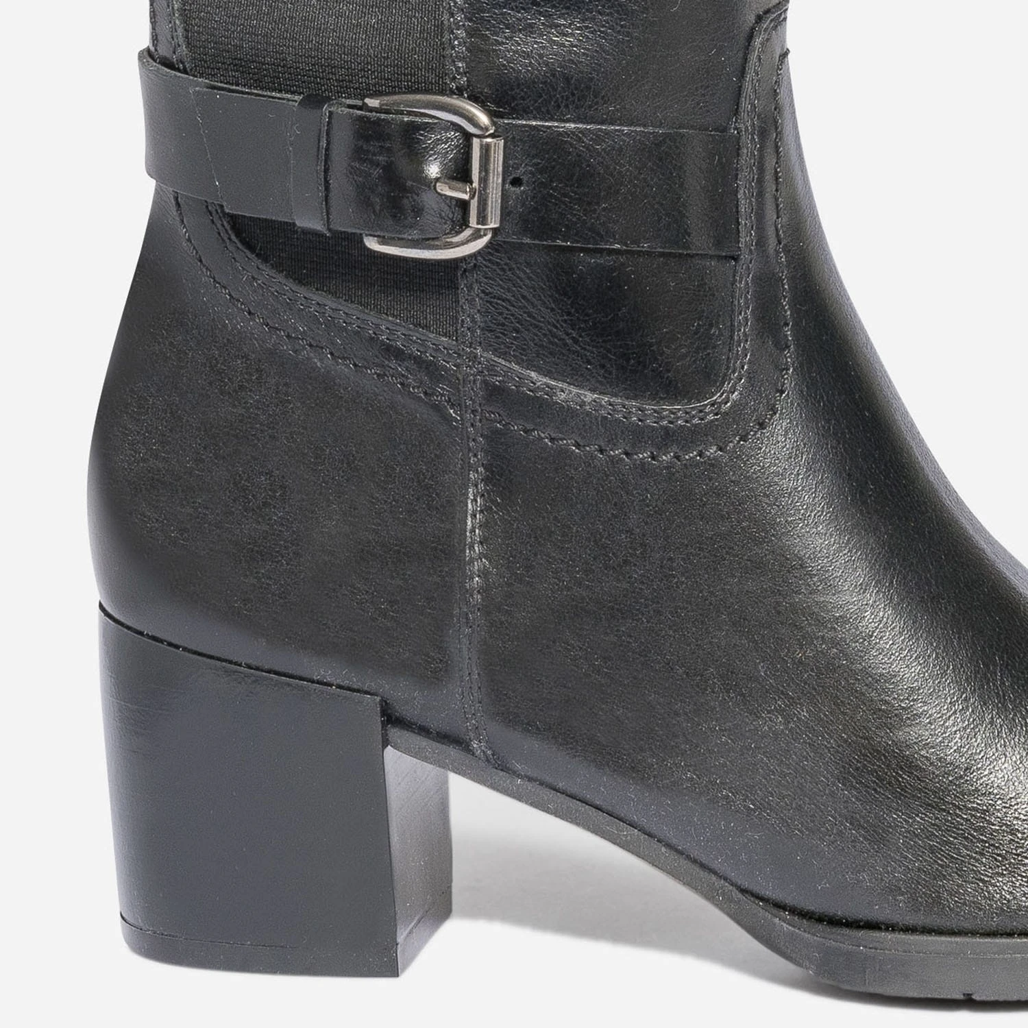 Botte à Talon Noire En Cuir Pour Mollet Fin 8 Botte à Talon Noire En Cuir Pour Mollet Fin – Image 6