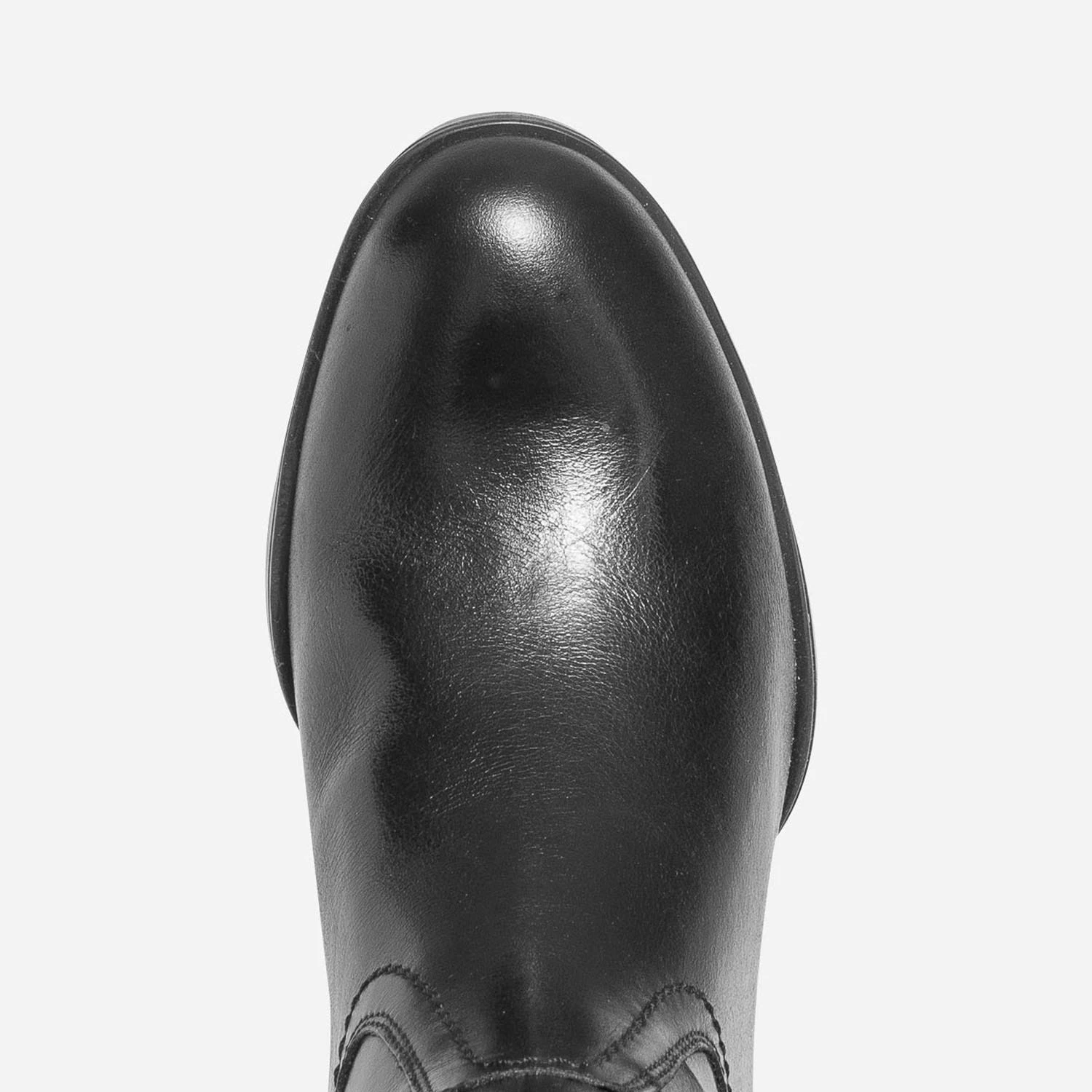 Botte à Talon Noire En Cuir Pour Mollet Large 7 Botte à Talon Noire En Cuir Pour Mollet Large – Image 5