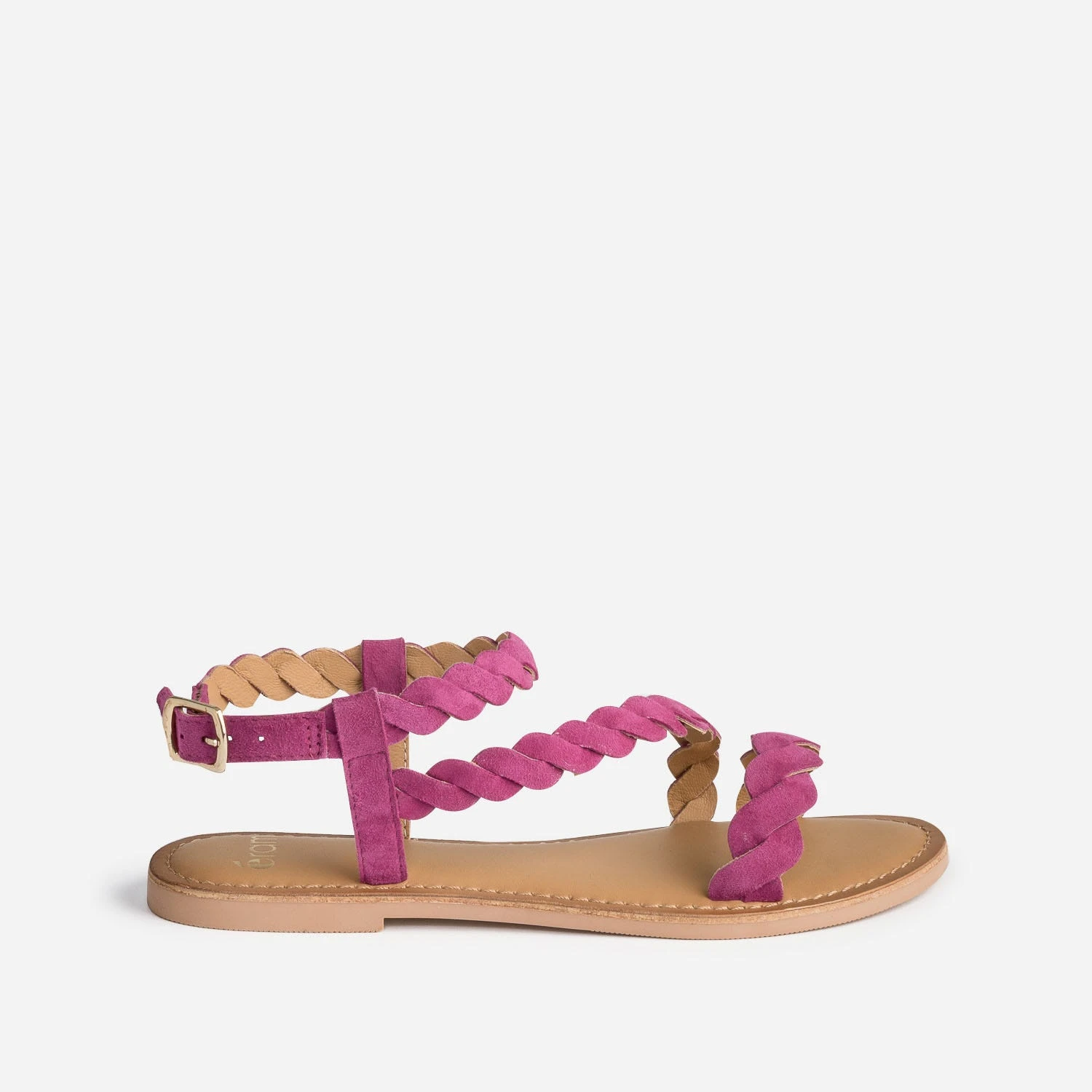 Sandale Rose En Cuir Velours à Brides Entrelacées 3 Sandale Rose En Cuir Velours à Brides Entrelacées