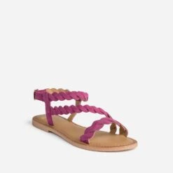 Sandale Rose En Cuir Velours à Brides Entrelacées 9 Sandale Rose En Cuir Velours à Brides Entrelacées -Caprices Chaussures Boutique WWWERM 10385760093 1