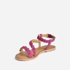 Sandale Rose En Cuir Velours à Brides Entrelacées 10 Sandale Rose En Cuir Velours à Brides Entrelacées -Caprices Chaussures Boutique WWWERM 10385760093 2