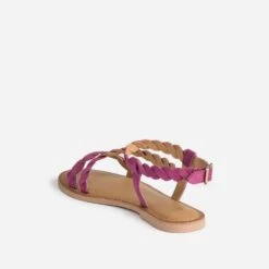 Sandale Rose En Cuir Velours à Brides Entrelacées 11 Sandale Rose En Cuir Velours à Brides Entrelacées -Caprices Chaussures Boutique WWWERM 10385760093 3
