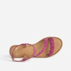 Sandale Rose En Cuir Velours à Brides Entrelacées 12 Sandale Rose En Cuir Velours à Brides Entrelacées -Caprices Chaussures Boutique WWWERM 10385760093 4