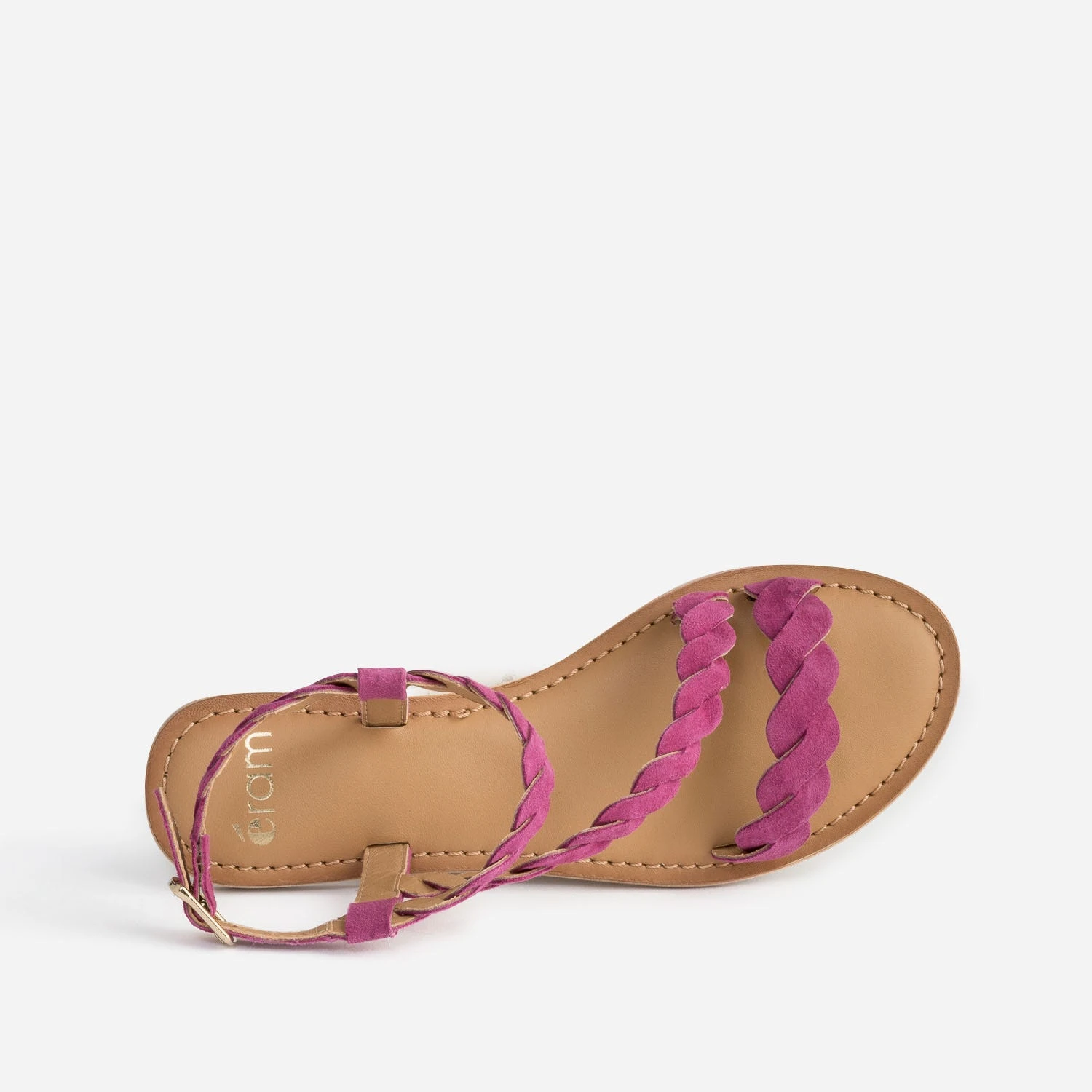 Sandale Rose En Cuir Velours à Brides Entrelacées 7 Sandale Rose En Cuir Velours à Brides Entrelacées – Image 5