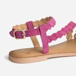 Sandale Rose En Cuir Velours à Brides Entrelacées 13 Sandale Rose En Cuir Velours à Brides Entrelacées -Caprices Chaussures Boutique WWWERM 10385760093 5