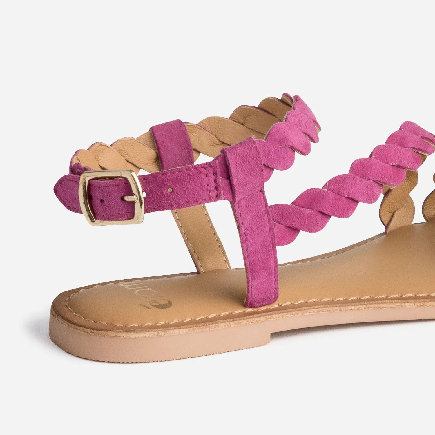 Sandale Rose En Cuir Velours à Brides Entrelacées 8 Sandale Rose En Cuir Velours à Brides Entrelacées – Image 6