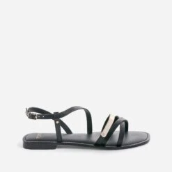 Sandale TEXTO Noire En Cuir Barrette Dorée