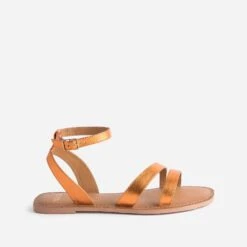 Sandale TEXTO Orange En Cuir Métallisé