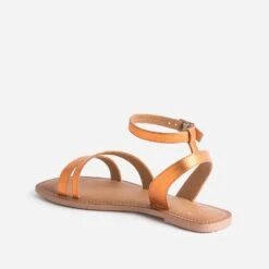 Sandale TEXTO Orange En Cuir Métallisé -Caprices Chaussures Boutique WWWERM 10385760097 4