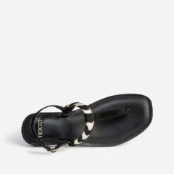 Sandale-tong TEXTO Noir En Cuir Velours Tressé Or 12 Sandale-tong TEXTO Noir En Cuir Velours Tressé Or -Caprices Chaussures Boutique WWWERM 10385760107 4