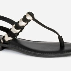 Sandale-tong TEXTO Noir En Cuir Velours Tressé Or 13 Sandale-tong TEXTO Noir En Cuir Velours Tressé Or -Caprices Chaussures Boutique WWWERM 10385760107 5