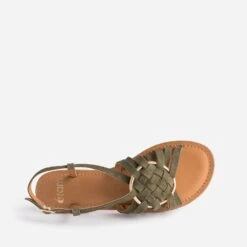 Sandale Kaki Cuir Velours Avec Anneau -Caprices Chaussures Boutique WWWERM 10385760109 4