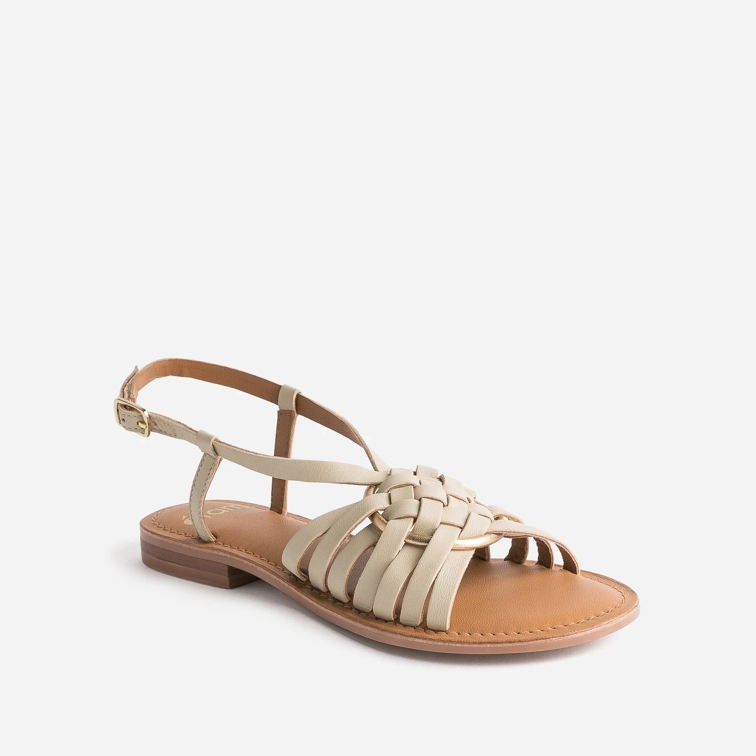 Sandale Beige Cuir Avec Anneau 4 Sandale Beige Cuir Avec Anneau – Image 2