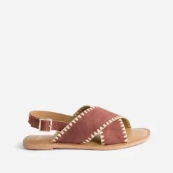 Sandale TEXTO Terracotta Cuir Velours Et Tressage