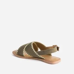 Sandale TEXTO Kaki Cuir Velours Et Tressage -Caprices Chaussures Boutique WWWERM 10385760133 3