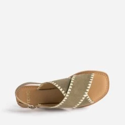 Sandale TEXTO Kaki Cuir Velours Et Tressage -Caprices Chaussures Boutique WWWERM 10385760133 4