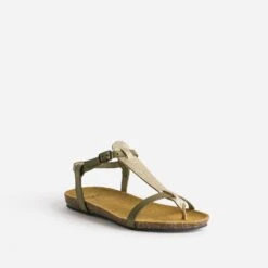 Sandale-tong Anatomique Kaki Et Doré En Cuir 9 Sandale-tong Anatomique Kaki Et Doré En Cuir -Caprices Chaussures Boutique WWWERM 10385760314 1