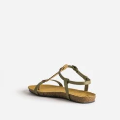 Sandale-tong Anatomique Kaki Et Doré En Cuir 11 Sandale-tong Anatomique Kaki Et Doré En Cuir -Caprices Chaussures Boutique WWWERM 10385760314 3