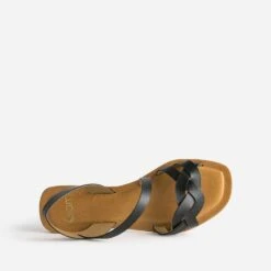 Sandale Noire En Cuir Velours -Caprices Chaussures Boutique WWWERM 10385760401 4