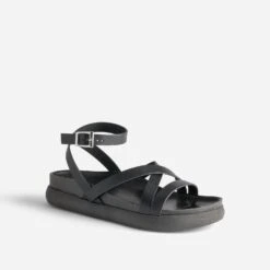 Sandale TEXTO Noire à Bride Croisée Cheville -Caprices Chaussures Boutique WWWERM 10385760441 1